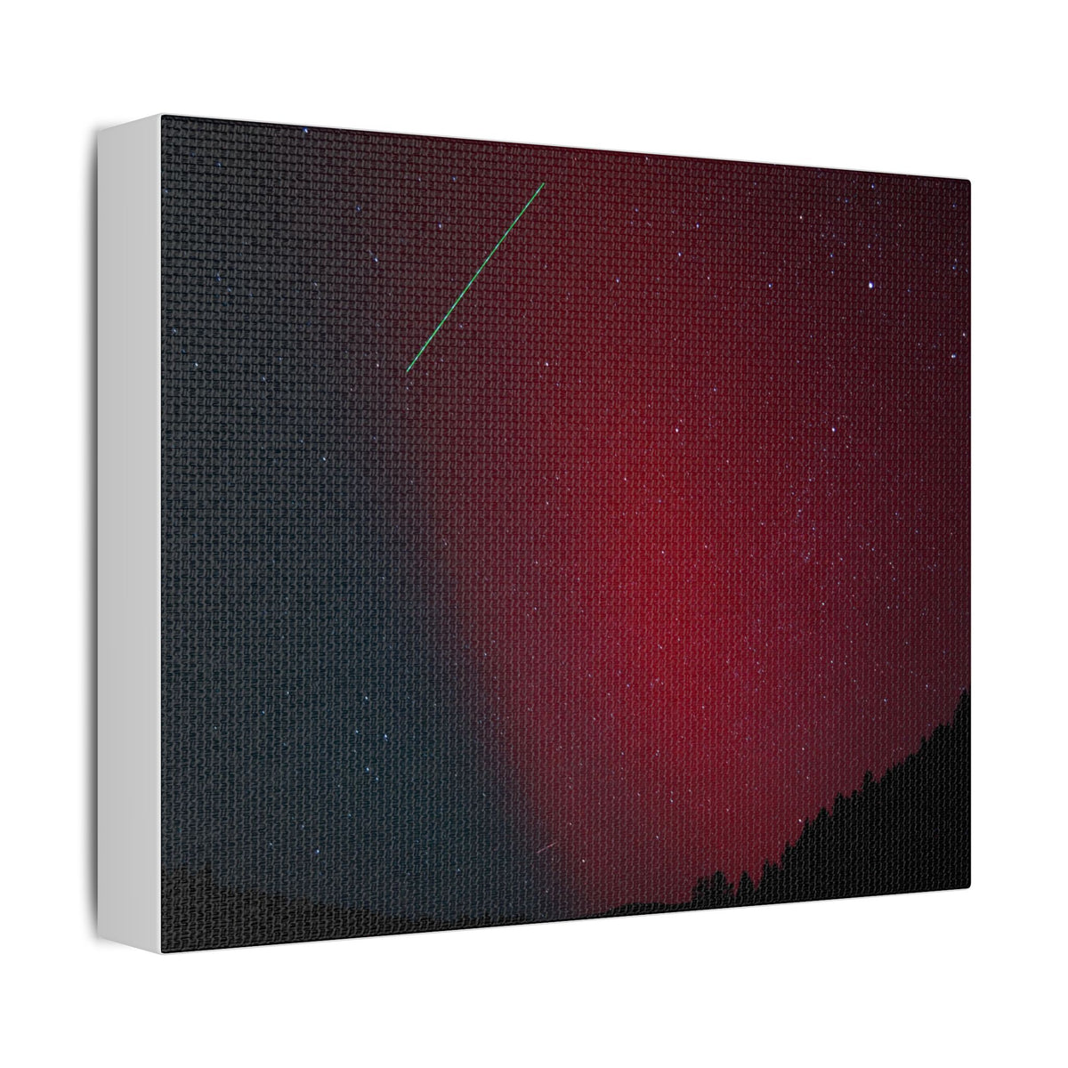 Red Aurora and Shooting Star — Satin Canvas Print