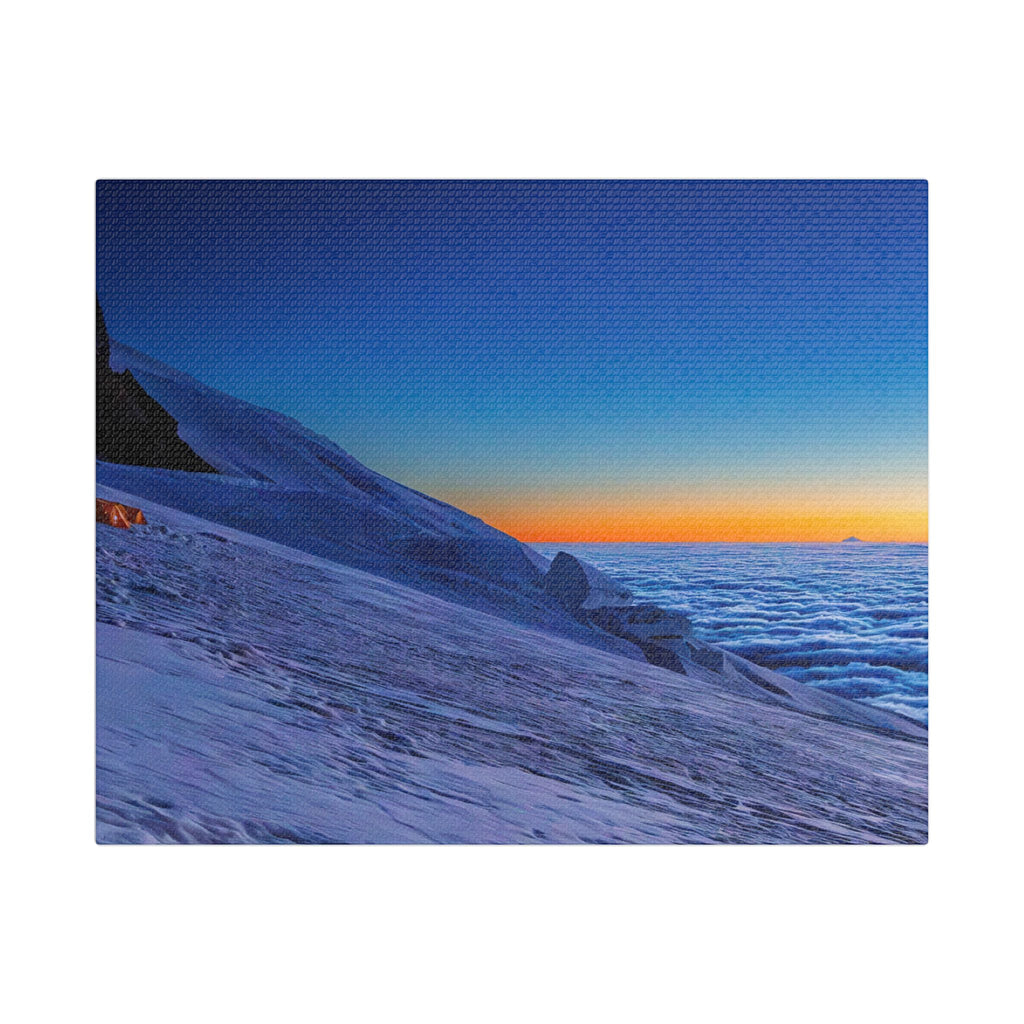 Camp on the Glacier at Dawn — Satin Canvas Print