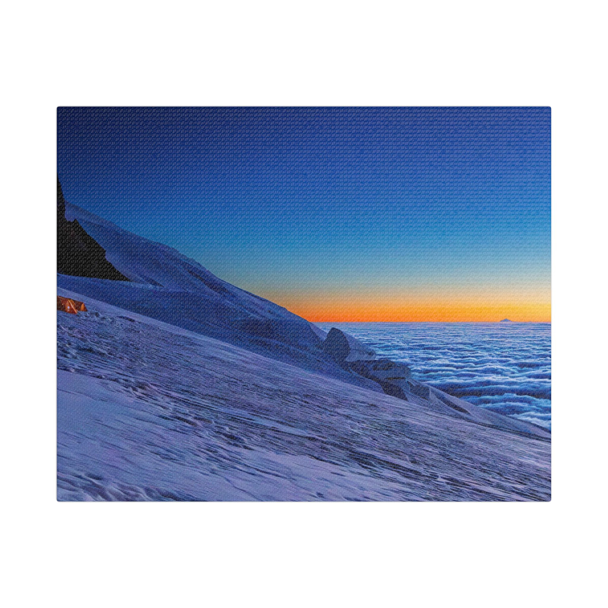 Camp on the Glacier at Dawn — Satin Canvas Print