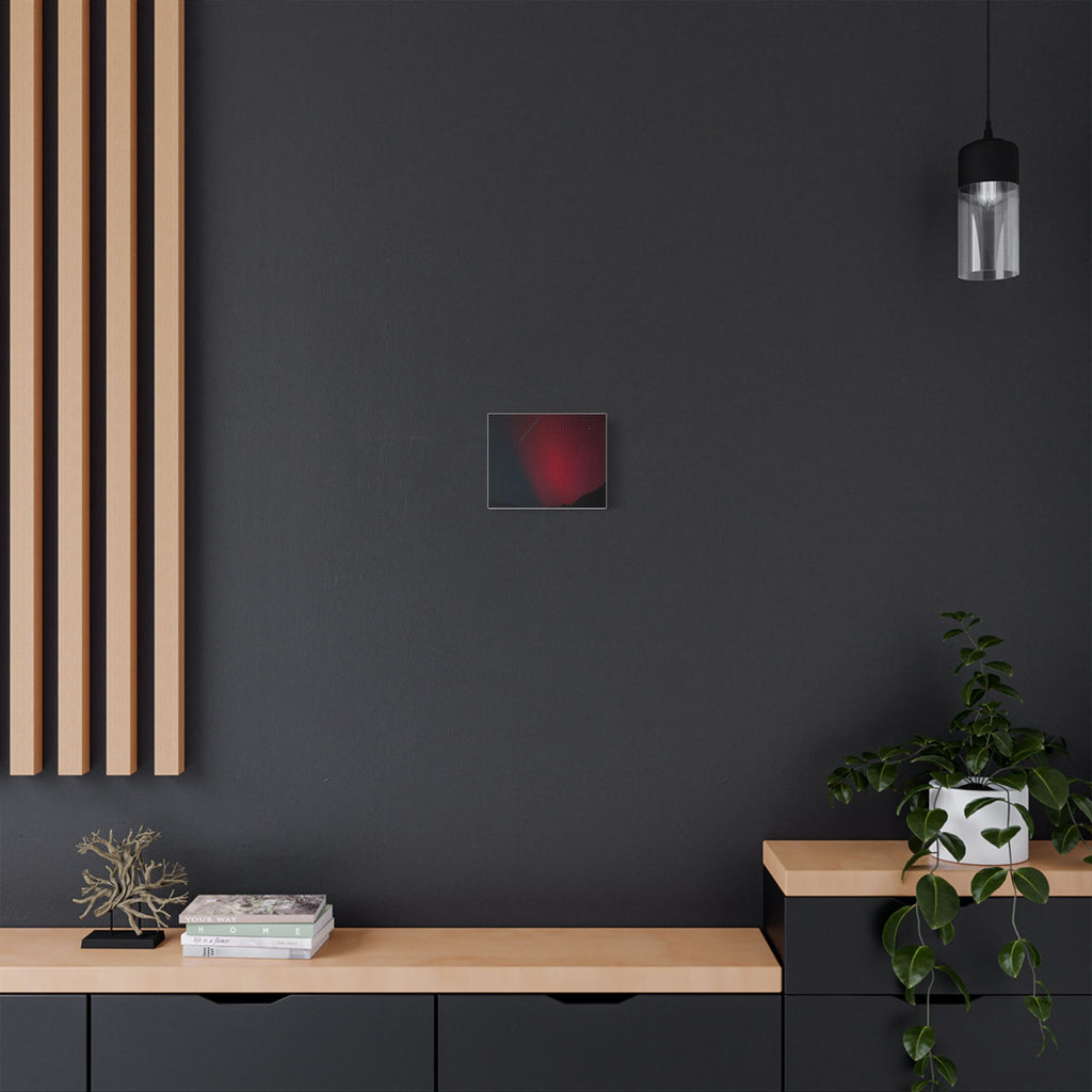 Red Aurora and Shooting Star — Satin Canvas Print