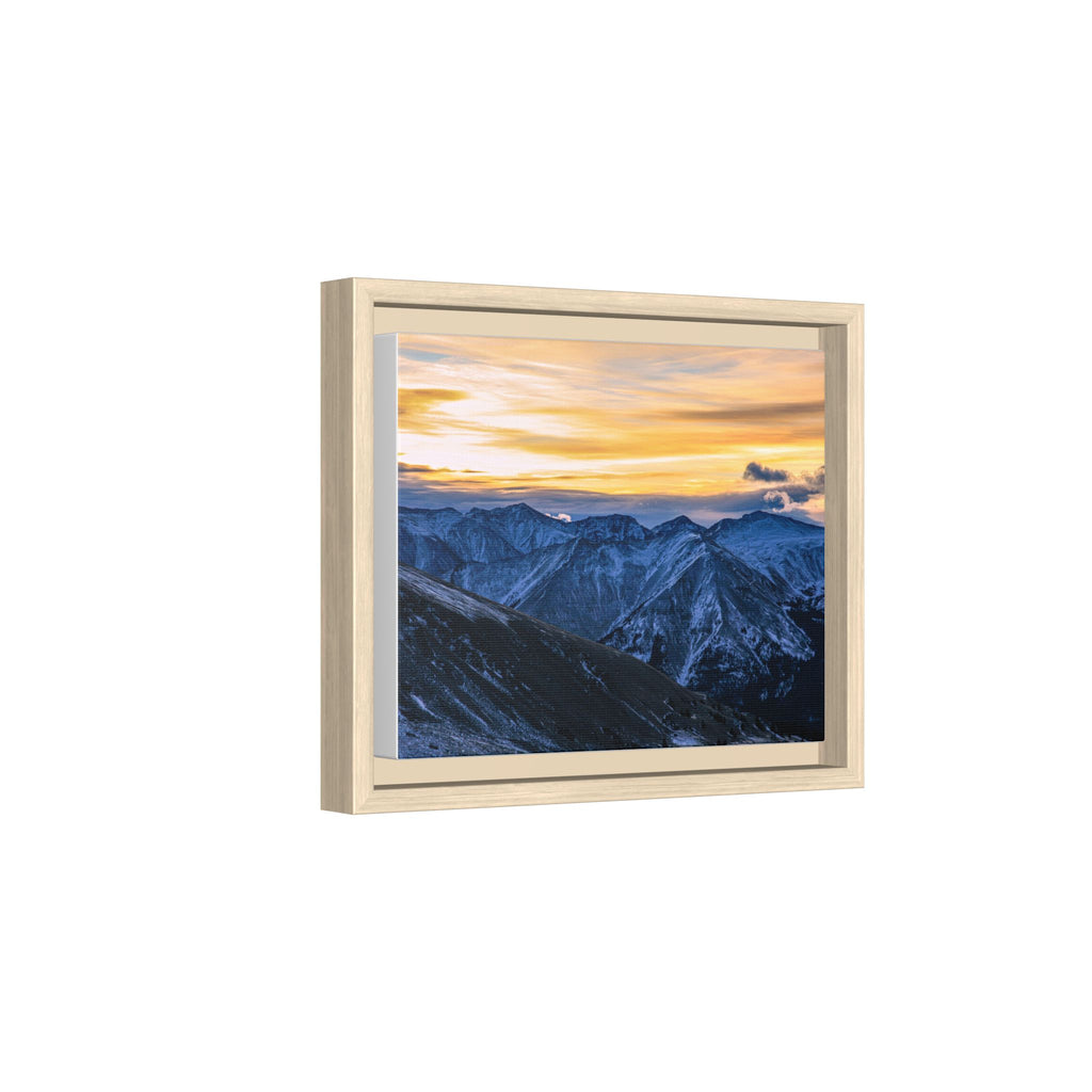 Sunset on the Range — Framed Canvas Print