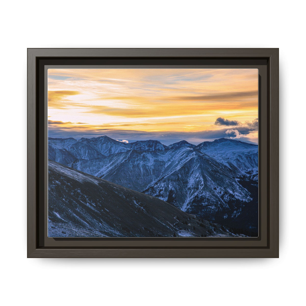 Sunset on the Range — Framed Canvas Print