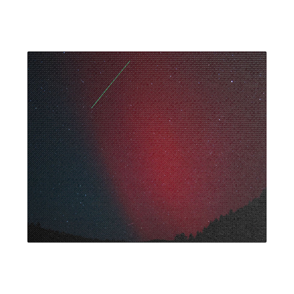 Red Aurora and Shooting Star — Satin Canvas Print
