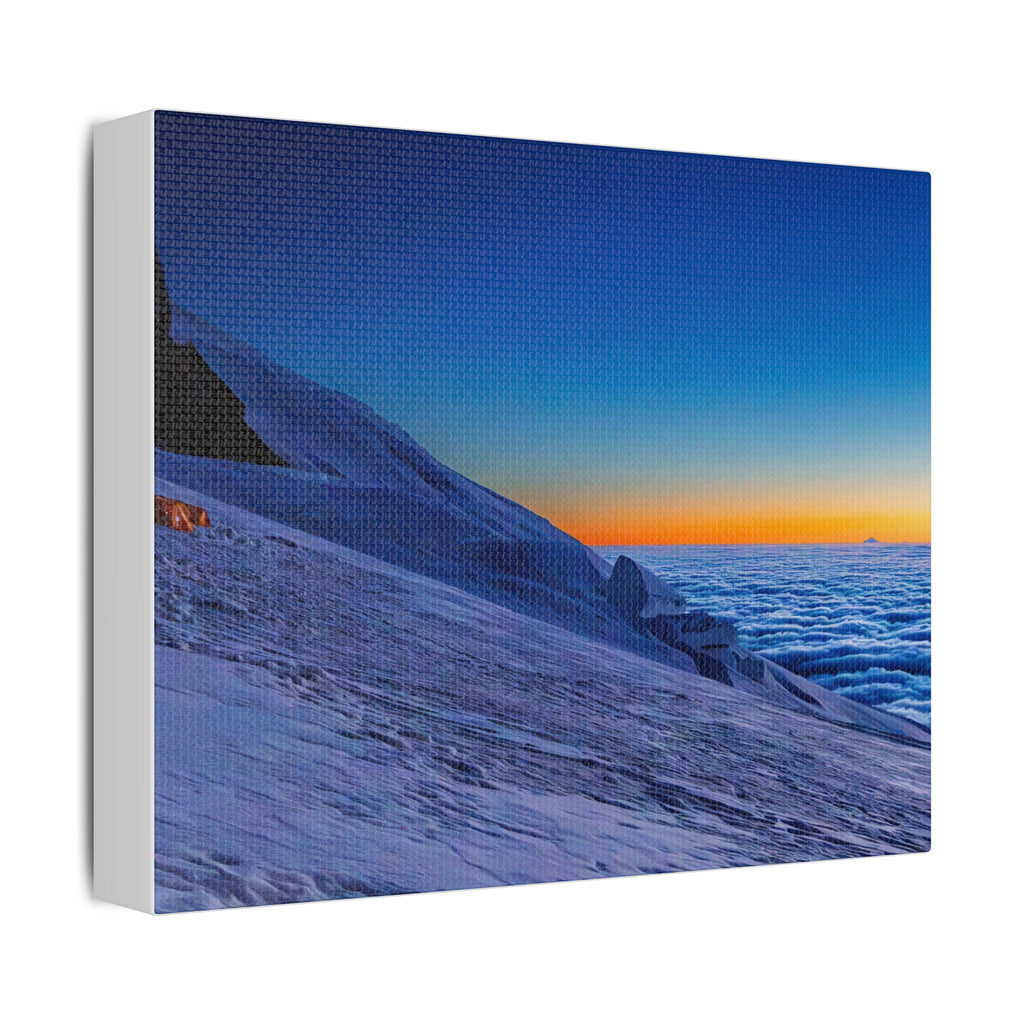 Camp on the Glacier at Dawn — Satin Canvas Print